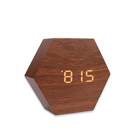 Buy QUETA Clock Modern Wooden Wood Digital LED Desk Alarm Clock ...