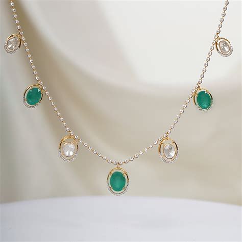 Taia Polki Necklace | 18K Gold Elegance with Emeralds & Diamonds ...