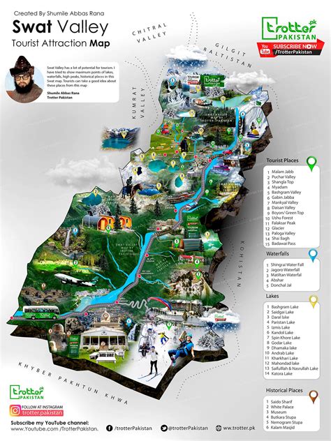 Swat Valley Trouist Map | Pakistan map, Tourist map, Holiday travel ...