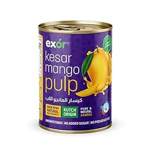Exor Kesar Fresh Mango Pulp | Aamras | No Added Sugar | No ...