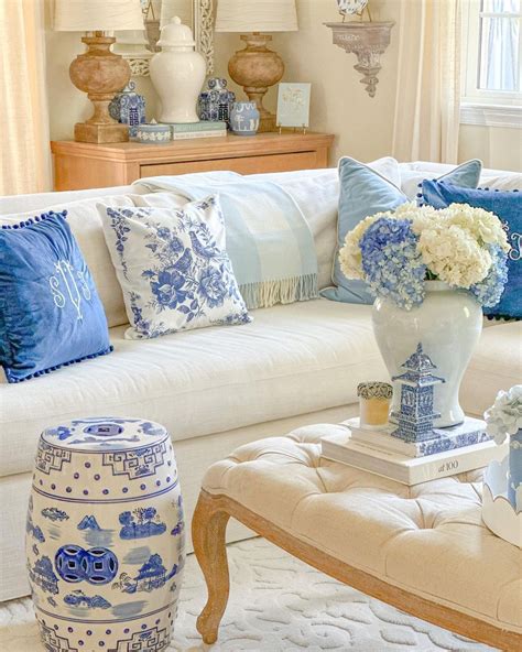 A Classic Blue and White Living Room