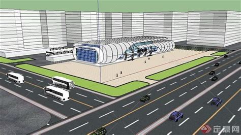 某现代高快汽车客运站建筑设计su模型[原创] - SketchUp模型库 - 毕马汇 Nbimer