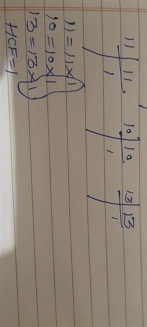 11, 13, 10 find HCF by prime factorsitation - Brainly.in
