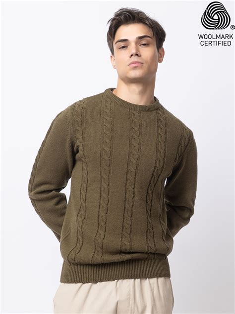 241 Chunky Cable Pullover I Wool I Woolmark Certified I Olive – ARMISTO