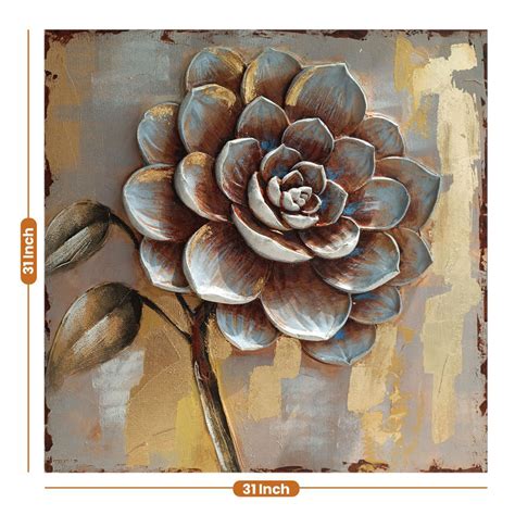 Canvas Floral Hand Painted Wall Painting A Blooming Hope Gold Foiling ...