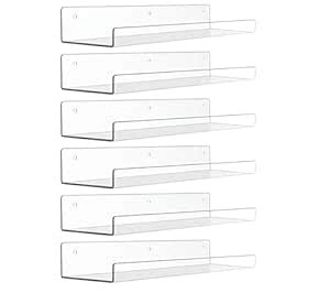 WIZZARTPRINTS Acrylic Floating Shelves 15 Inch Clear Acrylic Shelf ...
