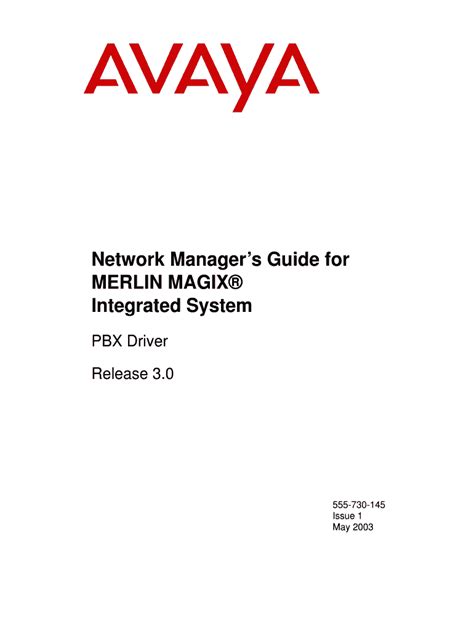 Fillable Online Network Manager’s Guide for MERLIN MAGIX® Integrated ...