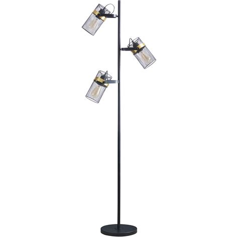 Saxon Black and Gold 3 Light Floor Lamp | Wilko