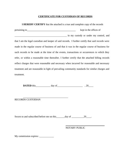 custodian records Doc Template | pdfFiller