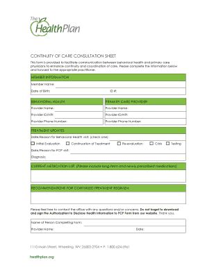 Fillable Online Continuity of Care Consultation Sheet.docx Fax Email ...