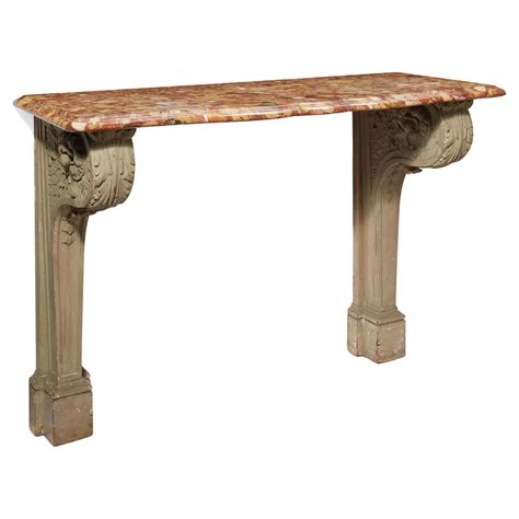 French Grey-Painted Marble and Stone Console Table, Owned by Lee Radziwill For Sale at 1stDibs