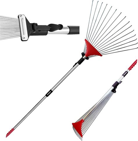 Sharpex Telescopic Metal Rake, 31 to 62 Inch Adjustable Expanding ...