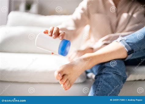 Antifungal Talcum Powder On Foot. Feet Fungus Royalty-Free Stock Image ...