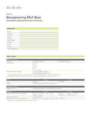 Fillable Online RFQ Form Bioengineering RALF Basic Addition / Transfer ...