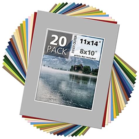 20 Pack 11x14 MIXED COLORS White Core Picture Mats for 8x10 Photos ...