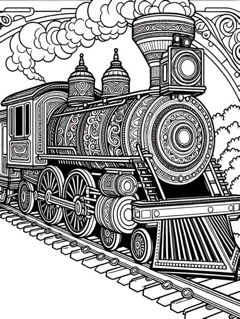 Free Train Coloring Pages For Adults