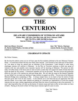Fillable Online veteransaffairs delaware the centurion veterans form ...