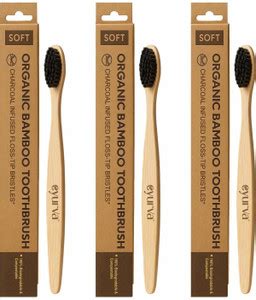 eyurva 3 Pcs organic Bamboo toothbrush | bamboo with charcoal activated ...