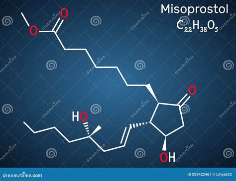 Misoprostol Molecule. Structural Chemical Formula On The Dark Blue Background Cartoon Vector ...