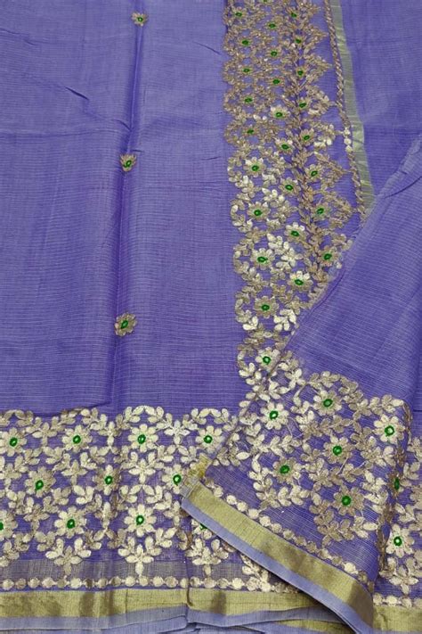 PS1G2KO323070305 Purple Gota Patti Work Kota Doria Saree
