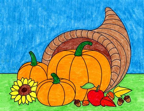 Easy Thanksgiving Drawing Ideas and Thanksgiving Coloring Page