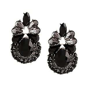 Yellow Chimes Earrings For Women Blue Color Crystal Studded Floral Stud ...