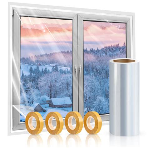 Window Insulation Kit, 63 × 394 Inch Plastic Window Covering for Winter ...