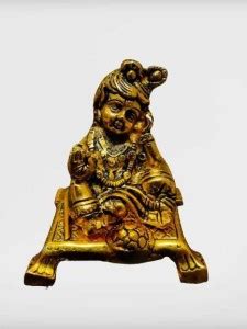 Rudra Arts Aluminium Gold Colour Lord Krishna Status, Krishna Idol ...