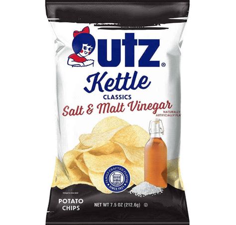 Utz Kettle Classics Salt & Malt Vinegar Crunchy Potato Chips 7.5 oz ...