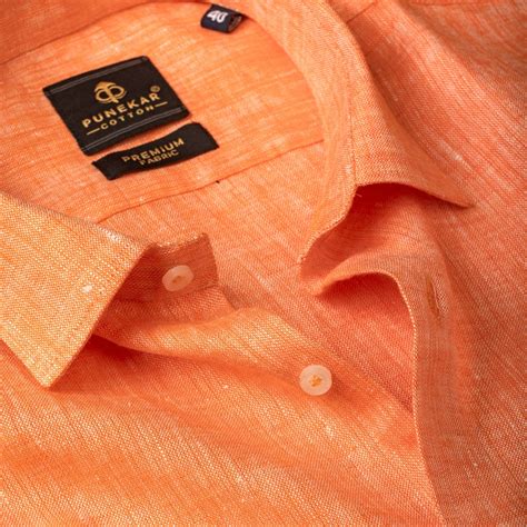 Orange Color Prime Linen Shirt For Men – Punekar Cotton