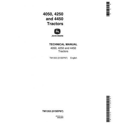 John Deere 4050, 4250, 4450 Tractor Pdf Technical Repair Manual TM1353