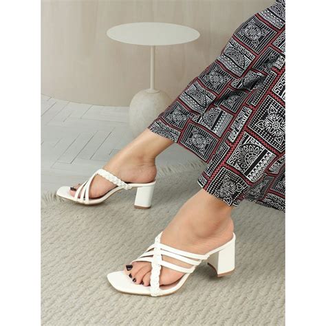 Buy ELLE White Square Toe Women Heels Online