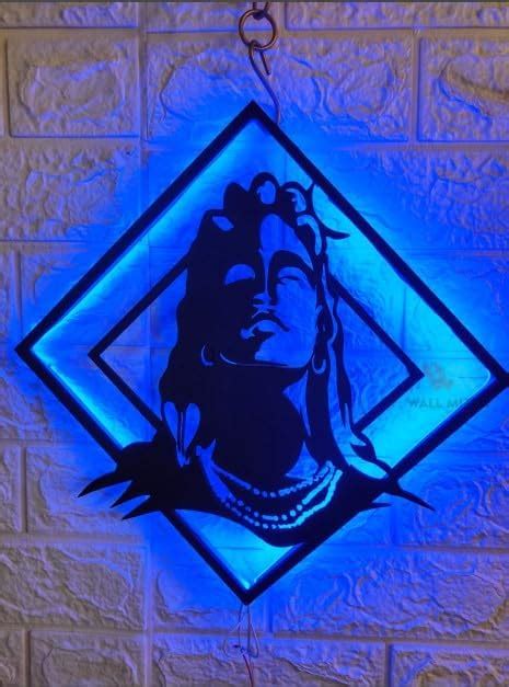 Buy Wall Mitra Mahadev Adiyogi MDF Wood Wall Art With LED Light For ...