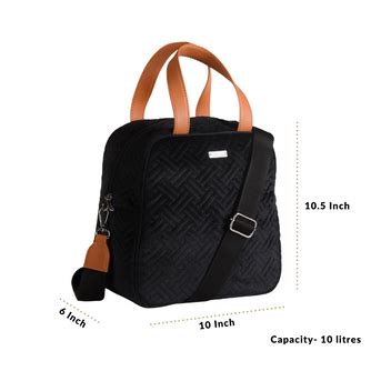 Sling Velvet Thermal Insulated Lunch Bag Black Online - Premium Lunch ...
