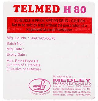 Telmed H 80 Tablet 10: Uses, Side Effects, Price & Substitutes