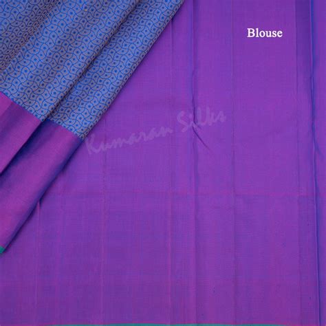 Blue Thread Work Silk Saree And Purple Border – Kumaran Silks