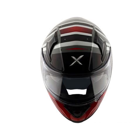 Motorcycle Helmet Full Face-Axor Apex Hex-2 Cool Grey Red