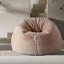Mollismoons Fur Bean Bag Sofa Couch for Living Room Ivory Color Cream ...