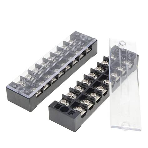 5 Pcs 10 Positions Dual Rows 600V 25A Screw Wire Barrier Block Terminal Strip Block TB-2510L ...