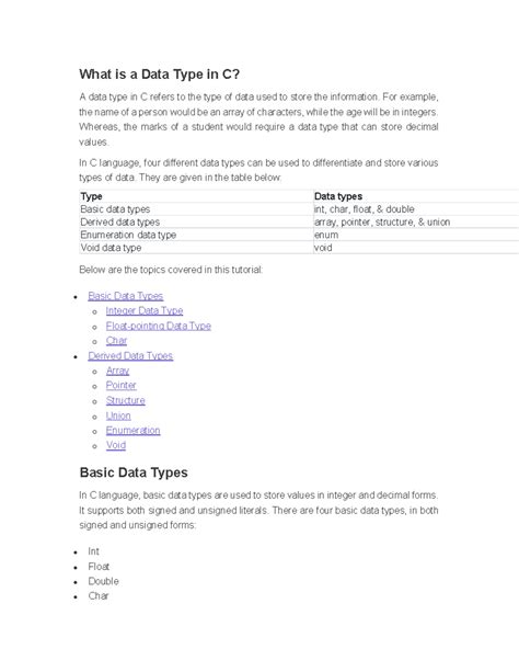 C lecture 1 - for first year students - What is a Data Type in C? A ...
