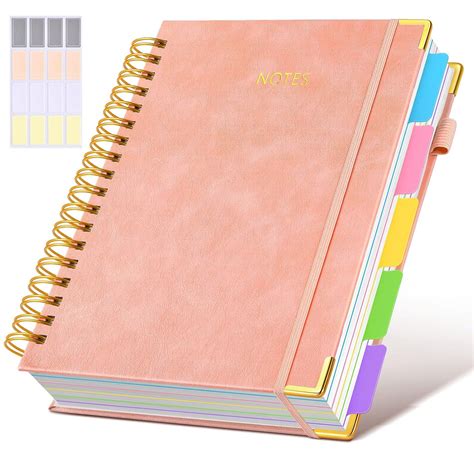 Hardcover Spiral Notebook Journal with Removable Dividers Tabs, 300 ...