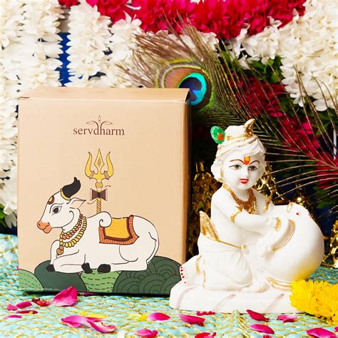 Marble Dust Makhanchor Kanha Idol 7 Inch – ServDharm