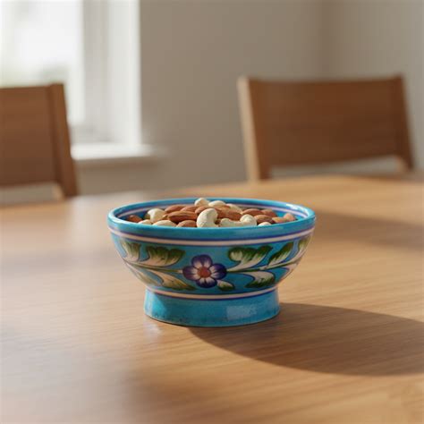 Blue Pottery Round Bowl - Turquoise Blue – Natriel