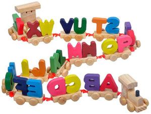 venimall Wooden Alphabet Letters Train A-Z English Vocabulary Building ...