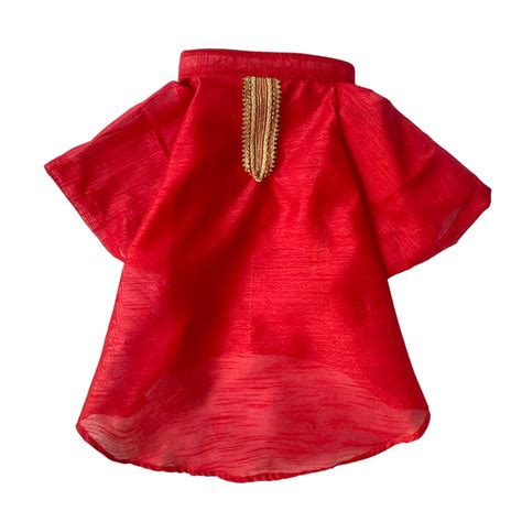 Buy TDIT Dog Tussar Silk Kurta Festive/wedding - Red by That Dog In Tuxedo.