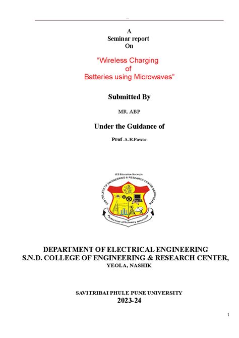 Seminar Report format 23-24 Baleswari Kamodkar - A Seminar report On ...