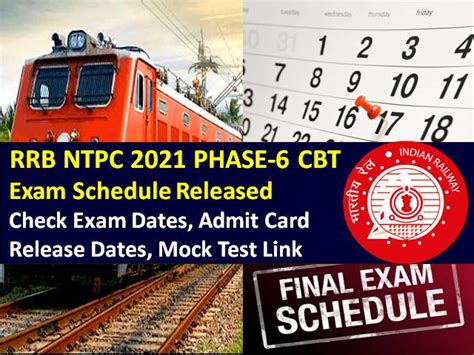 RRB NTPC 2021 Phase-6 Exam Schedule Released for 6 Lakh Candidates ...
