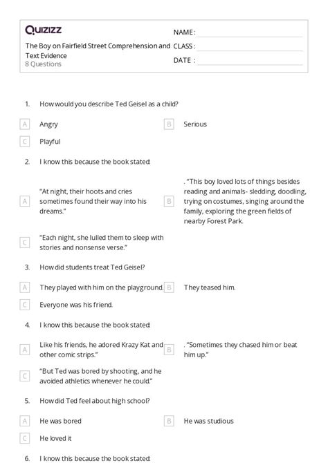 50+ Text Evidence worksheets for 3rd Class on Quizizz | Free & Printable
