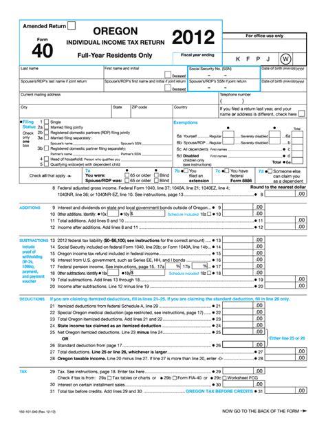 OR Form 40 - Fill Online, Printable, Fillable, Blank - pdfFiller