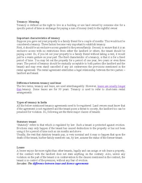 Tenancy - Important characteristics of tenancy Suppose you gave out ...